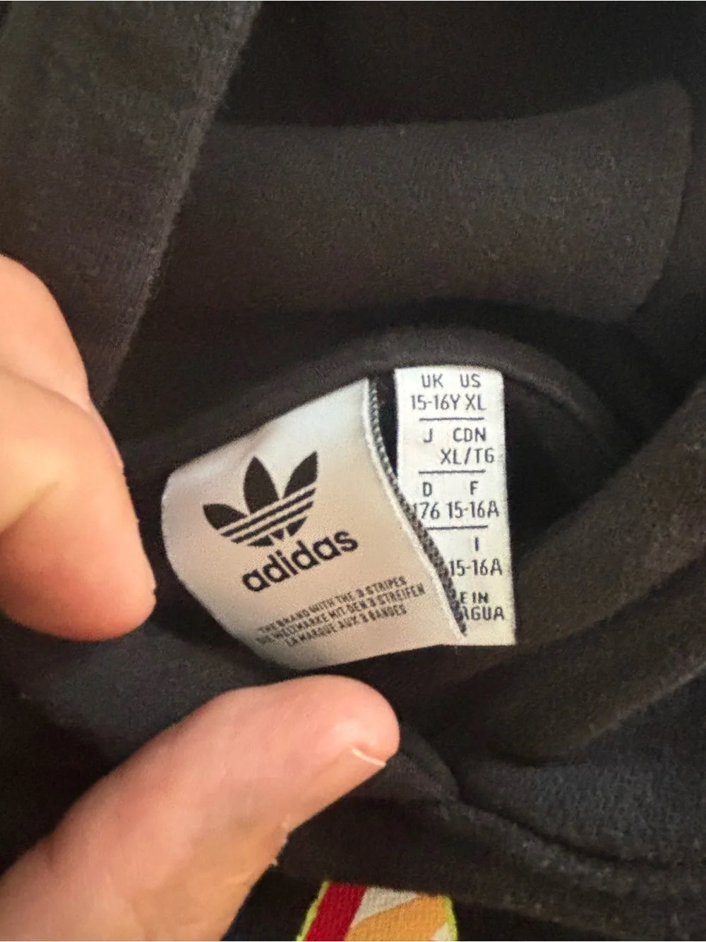 Adidas Youth XL (15-16 ) Graphic Cloudy Trefoil Pullover Hoodie Sweatshirt Black